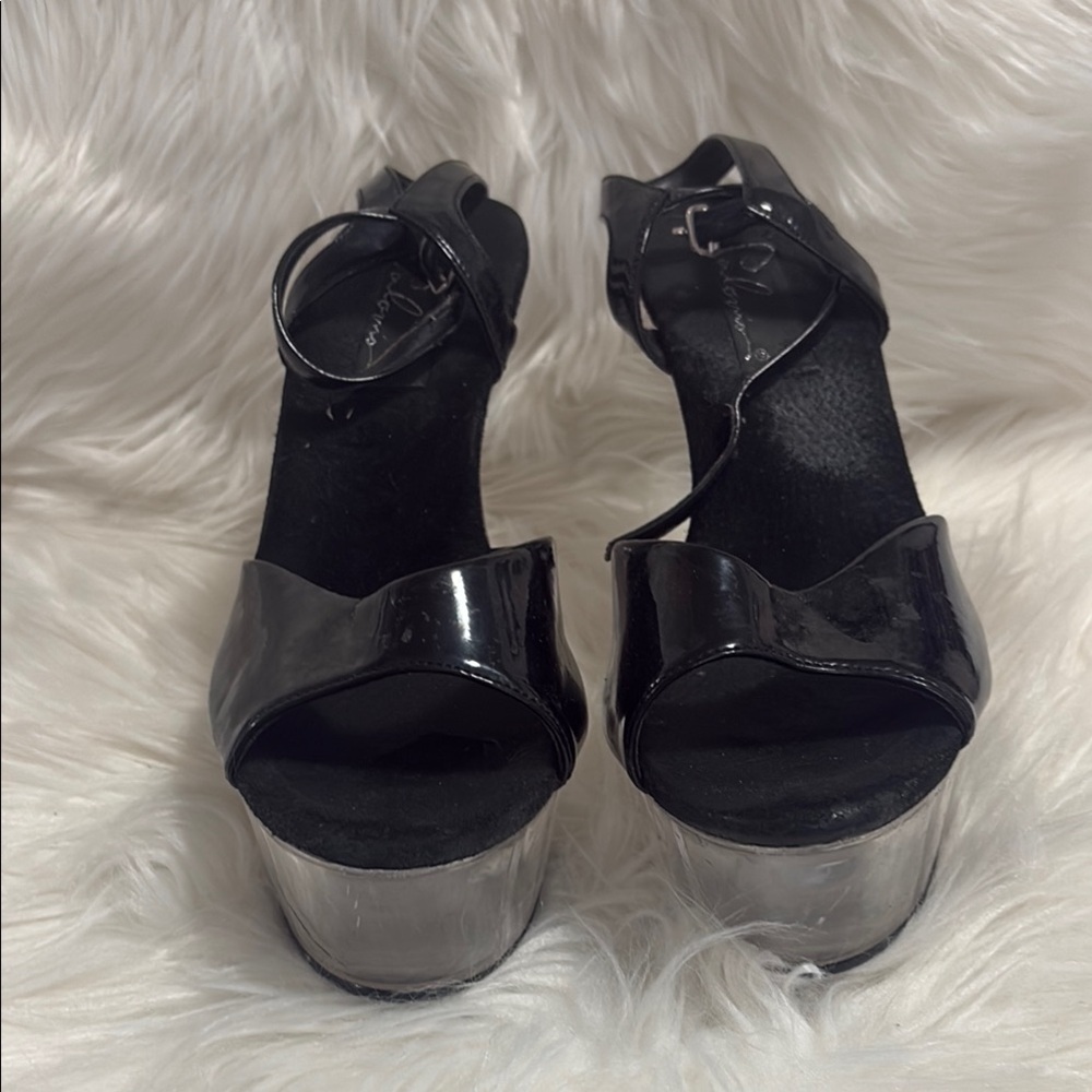 Sleek Black Platform Shoes With Glossy Finish